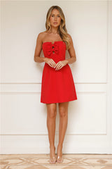 Coquette Aesthetic Strapless Mini Dress Red