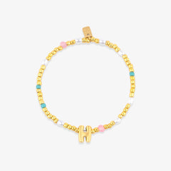 Initial Pearl & Seed Bead Stretch Bracelet