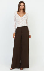 Marlowe Top - V neck Long Sleeve Lace Top in White