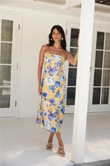 True Royalty Strapless Maxi Dress Yellow