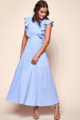 Kindall Classic Casual Dress Steel Blue