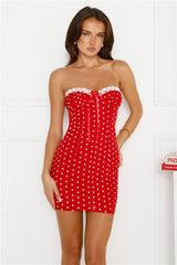 Elegant Era Strapless Mini Dress Red