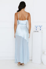 Silky Kiss Satin Maxi Dress Blue