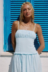 KEILY SQUARE NECK MAXI DRESS - BLUE