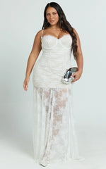 Adana Maxi Dress - Lace Fit And Flare Dress in White