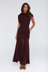 Effortless Theory Mesh Maxi Dress Burgundy