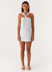 Keira Linen Mini Dress - Blue