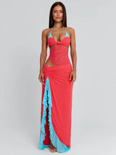 MIRANDA MAXI DRESS CORAL AND BLUE