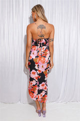 The One For Me Satin Midi Dress Black