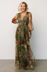 Layla Tulle Maxi Dress | Olive + Rust