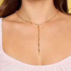 Paperclip Chain Lariat Necklace