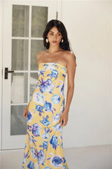 True Royalty Strapless Maxi Dress Yellow