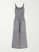 Nevita belted checked organic cotton midi dress