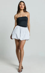 Abbey Mini Skirt - Bubble Hem Skirt in White
