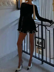Slim Knitted Long Sleeves Mini Dress