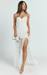 Adana Maxi Dress - Lace Fit And Flare Dress in White