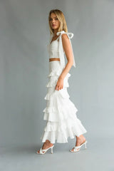 Dawn Bow Strap Bustier Top + Tiered Ruffle Skirt Set