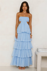 Luxe Mode Strapless Maxi Dress Blue