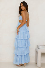 Luxe Mode Strapless Maxi Dress Blue