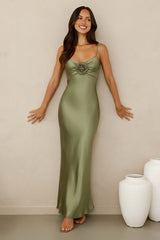 Ultimate Style Satin Maxi Dress Green