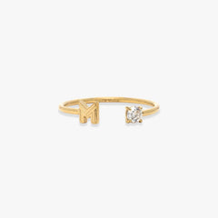 Initial Stone Open Ring