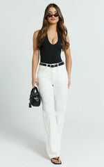 Abbie Jeans - Mid Rise Straight Leg Recycled Denim Jeans in Ecru