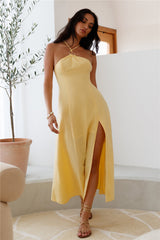 She's Captivating Midi Dress Yellow