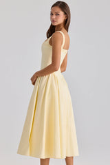 lemon cotton midi sundress