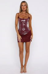 Studio Starlet Sequin Mini Dress Wine