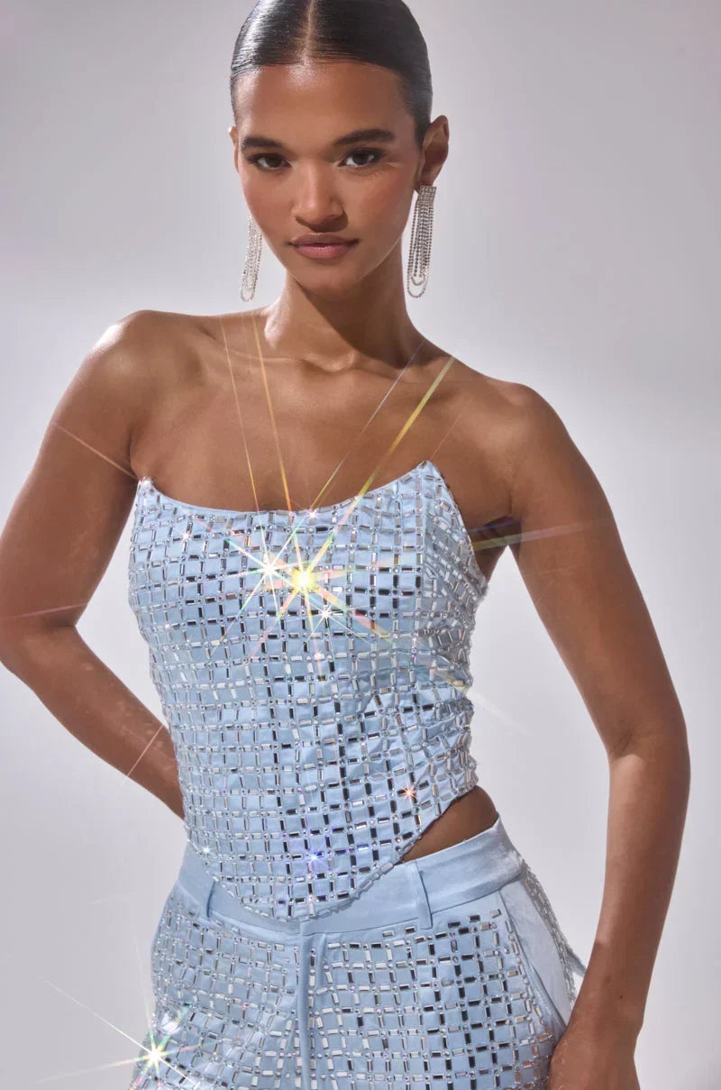 LILA EMBELLISHED SATIN CORSET